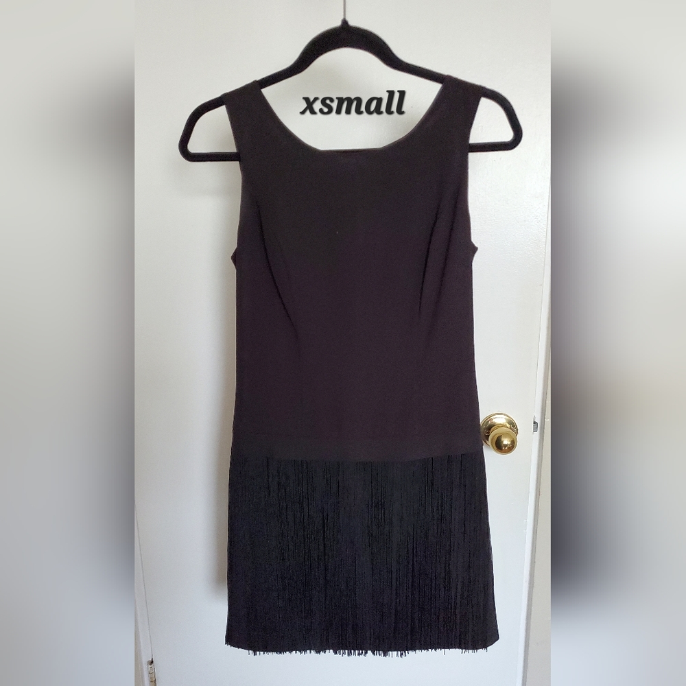 Ladies Flapper Style Black half Tassled Dress
